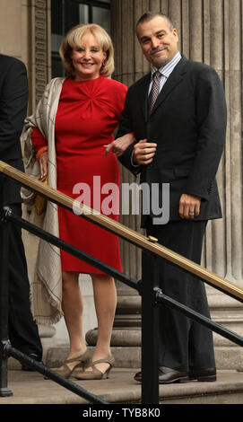 American news anchor Barbara Walters and partner arrives for the wedding of musician Paul McCartney and Nancy Shevell at Marylebone register office in London on Sunday October 09 2011. It was Paul McCartney's third wedding and at the same venue as his first wife Linda.     UPI/Hugo Philpott