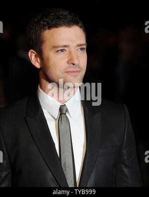 American singer/ actor Justin Timberlake attends the premiere of 'In Time' at Curzon Mayfair in London on October 31, 2011.     UPI/Rune Hellestad Stock Photo