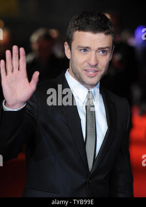 American singer/ actor Justin Timberlake attends the premiere of 'In Time' at Curzon Mayfair in London on October 31, 2011.     UPI/Rune Hellestad Stock Photo