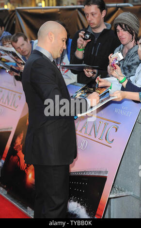 American actor Billy Zane attends the World Premiere of 'Titanic 3D' at The Royal Albert Hall in London on March 27, 2012.     UPI/Paul Treadway Stock Photo