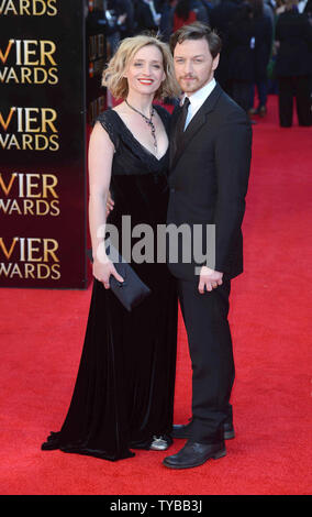 English actress Anne-Marie Duff and Scottish actor James McAvoy attends 'The Olivier Awards 2012' at The Royal Opera House in London on April 15, 2012.     UPI/Paul Treadway Stock Photo