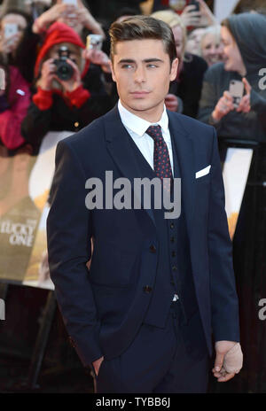 American actor Zac Efron attends The European Premiere of 'The Lucky One' at The Chelsea Cinema in London on April 23, 2012.     UPI/Paul Treadway Stock Photo
