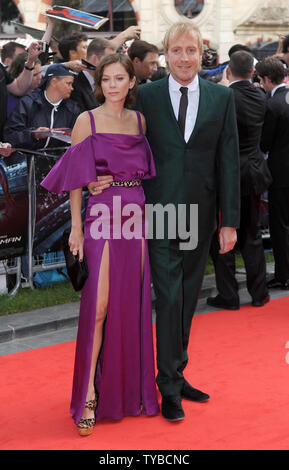 English actress Anna Friel and Welsh actor boyfriend Rhys Ifans attend the Gala Premiere of 'The Amazing Spider-Man' at The Odeon Leicester Square in London on June 18, 2012.     UPI/Paul Treadway Stock Photo