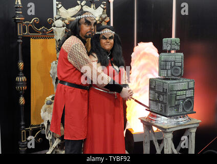 Jossie Sockertopp 23 and Sonnie Gustavsson 29 from Skane in Sweden, were married in full Klingon costume at the first ever Klingon wedding in the UK at 'Destination Star Trek London', the first live event in The UK in a decade, The Excel Centre in London on October 19, 2012.     UPI/Paul Treadway Stock Photo