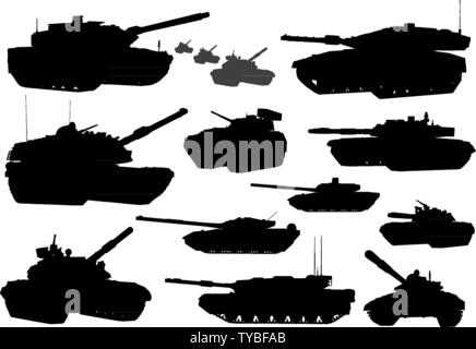 Military.Tank vector silhouettes Stock Vector