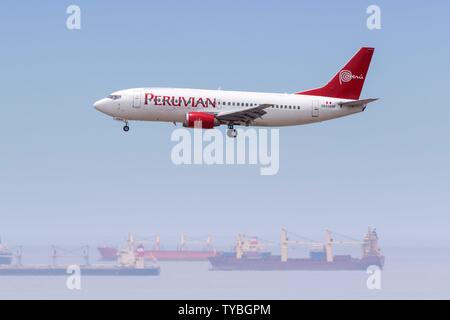 Lima, Peru – February 1, 2019: Peruvian Boeing 737 airplane at Lima airport (LIM) in Peru. | usage worldwide Stock Photo