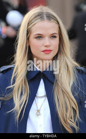 English model and actress Gabriella Wilde attends the Burberry Prorsum Womenswear catwalk show in London on February 18, 2013.     UPI/Paul Treadway Stock Photo