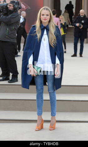 English model and actress Gabriella Wilde attends the Burberry Prorsum Womenswear catwalk show in London on February 18, 2013.     UPI/Paul Treadway Stock Photo
