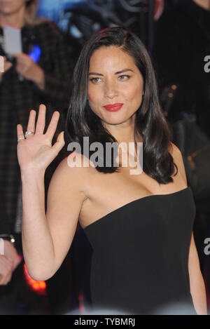 American actress Olivia Munn attends the World premiere of 'Robocop' at The BFI Imax in London on February 5, 2014.     UPI/Paul Treadway Stock Photo