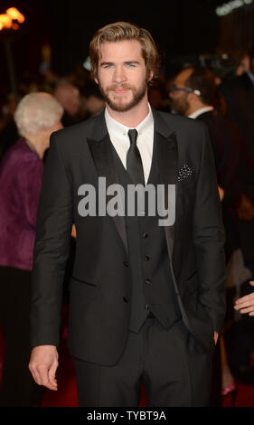 Australian actor Liam Hemsworth attends the World Premiere of 'The Hunger Games: Mockingjay Part 1' at Odeon Leicester Square in London on November 10, 2014.     UPI/Paul Treadway Stock Photo