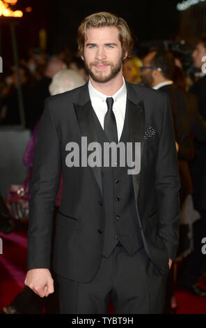 Australian actor Liam Hemsworth attends the World Premiere of 'The Hunger Games: Mockingjay Part 1' at Odeon Leicester Square in London on November 10, 2014.     UPI/Paul Treadway Stock Photo