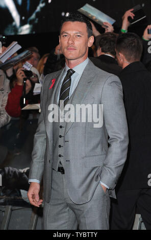 Welsh actor Luke Evans attends the World Premiere of 'The Hobbit: The Battle Of The Five Armies' at Odeon Leicester Square in London on December 1, 2014.     UPI/Paul Treadway Stock Photo