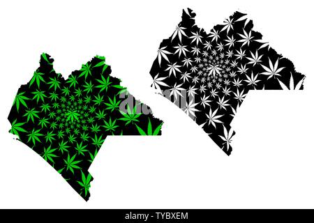 Chiapas (United Mexican States, Mexico, federal republic) map is designed cannabis leaf green and black, Free and Sovereign State of Chiapas map made Stock Vector