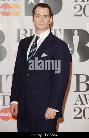 British actor Henry Cavill attends the Brit Awards at O2 Arena in London on February 24, 2016. Photo by UPI/ Rune Hellestad
