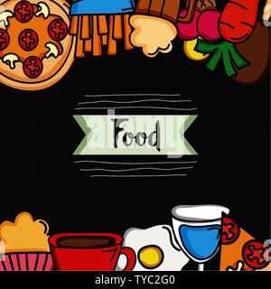 delicious food frame border icons vector illustration design Stock Vector