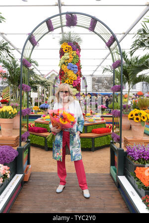 British model Twiggy attends the Chelsea Flower Show at the Royal hospital grounds in London on May 23, 2016.     Photo by Rune Hellestad/ UPI Stock Photo