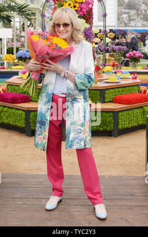 British model Twiggy attends the Chelsea Flower Show at the Royal hospital grounds in London on May 23, 2016. Photo by Rune Hellestad/ UPI Stock Photo