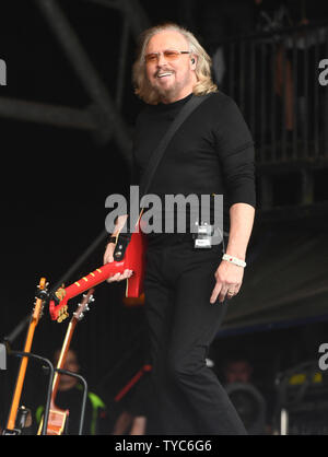 American singer Barry Gibb performs at the Glastonbury Music Festival on June 25, 2017 in Somerset, England.  Photo by Rune Hellestad/ UPI Stock Photo