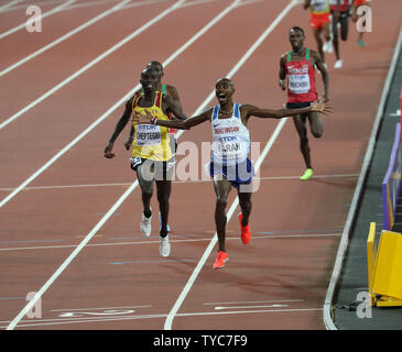 Great Britain's Mo Farah wins the 10000 metres final at the 2017 IAAF World Athletics Championships at the Olympic Stadium, London on August 04, 2017. Farah won in a time of 26 Minutes and forty nine seconds.      Photo by Hugo Philpott/UPI Stock Photo