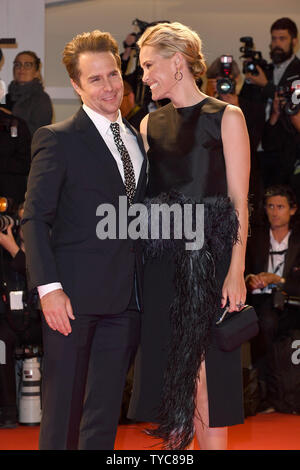 American actor Sam Rockwell and his wife Leslie Bibb attend the 74th Venice Film Festival on the Lido in Venice on September 4, 2017.    Photo by Paul Treadway/UPI Stock Photo