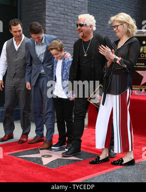 Guy Fieri Star Ceremony on the Hollywood Walk of Fame on May 22, 2019 in Los Angeles, CA Featuring: Matthew McConaughey, Hunter Fieri, Ryder Fieri, Chef Guy Fieri, Kathleen Finch Where: Los Angeles, California, United States When: 22 May 2019 Credit: Nicky Nelson/WENN.com Stock Photo