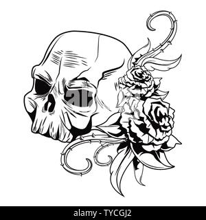 Large Skull Rose Temporary Tattoo  TEMPOTATS