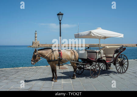 horse-drawn carriage, chania, ionian sea, crete, greece, europe Stock Photo