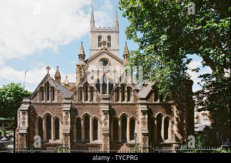 The east facing exterior of the historic Southwark Cathedral, London UK Stock Photo