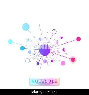 Molecule logo template icon science genetics logotype, DNA helix. Genetic analysis research biotech code DNA test infographic. Genome sequence map Stock Vector