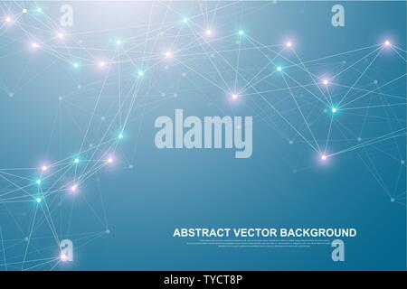 Futuristic abstract background blockchain technology. Global internet network connection. Peer to peer network business concept. Global cryptocurrency Stock Vector
