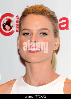Actress Alice Eve arrives for the opening night presentation and party at CinemaCon, the official convention of the National Association of Theatre Owners at Caesars Palace in Las Vegas, Nevada on April 15, 2013.  UPI/David Becker Stock Photo