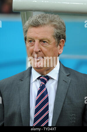 England manager Roy Hodgson looks on during the 2014 FIFA World Cup Group D match at the Arena Amazonia in Manaus, Brazil on June 14, 2014. UPI/Chris Brunskill Stock Photo