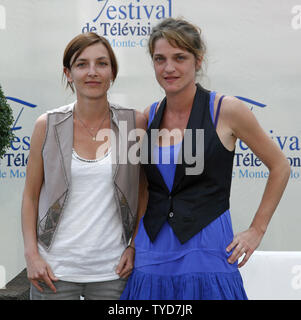 Actresses Judith Sibony (L) and Olivia Cote arrive for a photocall for the television show 'Vous les femmes' during the 49th Monte Carlo Television Festival in Monte Carlo, Monaco on June 8, 2009.  (UPI Photo/David Silpa) Stock Photo