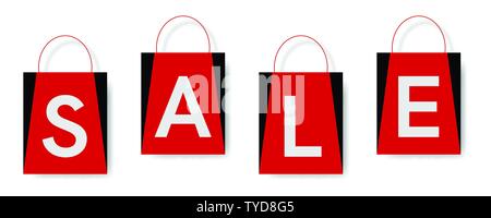 Sale text on shopping bags, with white background. Stock Vector