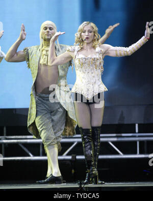 Madonna performs in concert, at the Office Depot Center, in Sunrise,  Florida, on July 28, 2004.  (UPI Photo/Michael Bush) Stock Photo