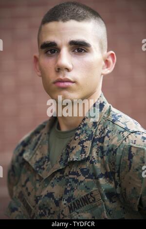 Pvt. Jose Diazavila, Platoon 2082, Hotel Company, 2nd Recruit Training Battalion, earned U.S. citizenship Nov. 3, 2016, on Parris Island, S.C. Before earning citizenship, applicants must demonstrate knowledge of the English language and American government, show good moral character and take the Oath of Allegiance to the U.S. Constitution. Diazavila, from Tampa, Fla., originally from Cube, is scheduled to graduate Nov. 4, 2016. Stock Photo