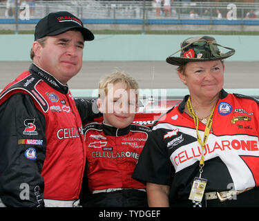 NASCAR driver Joe Nemechek and son John Hunter during the first ...