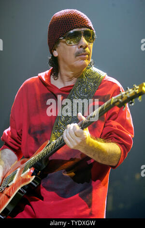 Carlos Santana with Santana performs in concert at the Seminole Hard Rock Hotel and Casino in Hollywood, Florida on April 30, 2008. (UPI Photo/Michael Bush) Stock Photo