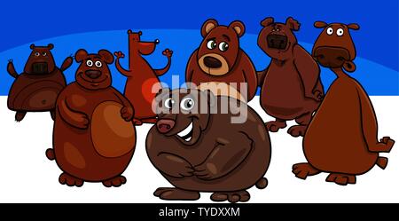 Cartoon Illustration of Bears Wild Animal Characters Group Stock Vector