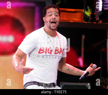 SkyBlu with LMFAO performs in concert at the American Airlines Arena in Miami on June 22, 2012. UPI/Michael Bush Stock Photo