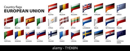 flags of the european union. Vector illustration. Stock Vector