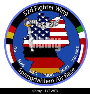 A simplified version of the 52nd Fighter Wing coin to be used for printing purposes. Stock Photo