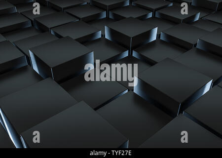 3D rendering dark squares glow effects Stock Photo
