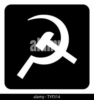 Hammer and Sickle icon on dark background Stock Vector