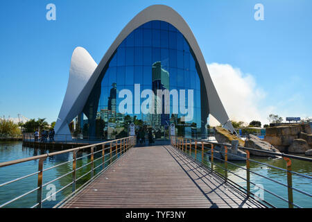 VALENCIA , SPAIN - NOVEMBER 7, 2016.  Oceanographic building, a Spanish oceanarium inaugurated in 2002, in  Valencia, Spain. Stock Photo