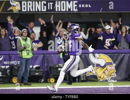 Minnesota Vikings wide receiver Stefon Diggs reacts after scoring the game  winning touchdown against the New Orleans Saints in the second half of the  NFC Divisional round playoff game at U.S. Bank