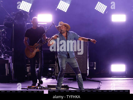 Country music artist Jason Aldean performs during the CMA Music Festival in Nashville on June 11, 2015.     Photo by John Sommers II/UPI Stock Photo
