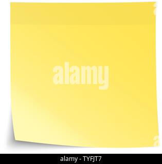 empty realistic yellow sticky note paper sheet with curled up corner and shadows vector illustration Stock Vector