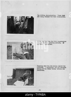 Photographs, with captions, of various activities among Owens Valley Indians in California, from Carson Agency Annual Extension Report for 1940 (Narrative Section). Stock Photo