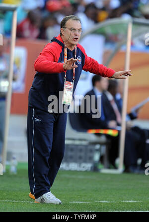 Chile manager Marcelo Bielsa during the Group H match at the Mbombela Stadium in Nelspruit, South Africa on June 16, 2010. UPI/Chris Brunskill Stock Photo